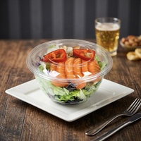 Contenant alimentaire jetable en plastique PET/rPET transparent, barquette pour fruits, processus de thermoformage, bol à salade rond à emporter avec couvercles