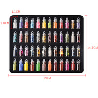 Ensemble de 48 couleurs de paillettes pour nail art en flacon de verre, poudre scintillante, paillettes hexagonales, style caviar