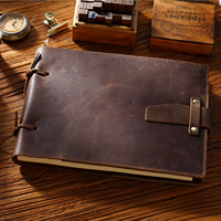 Carnet de notes A5 personnalisé en cuir pleine fleur avec reliure cousue, style vintage, journal, cahier de travail, couverture de livre de comptes, cadeau 200
