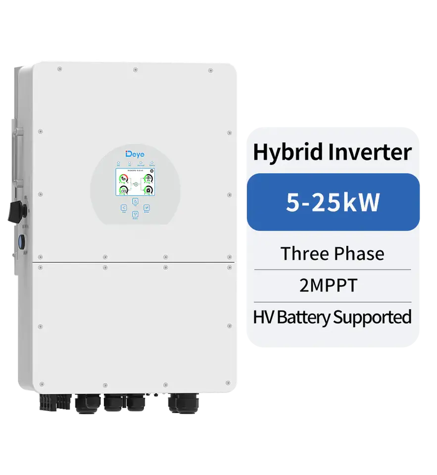 Hybrid Solar Inverter Three Phase Output With High Voltage Battery 8KW ...