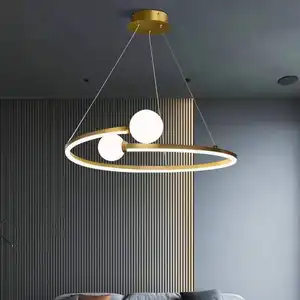 Nordic Gold Ring Led Plafond Kroonluchter Voor Tafel Eetkamer Keuken Eiland Slaapkamer Hanglamp Lusters Armaturen