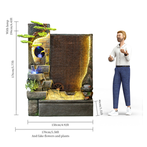 Élégante Fontaine d'Eau Personnalisée en Gros pour Extérieur Intérieur Style Feng Shui, Bassin <span class=keywords><strong>de</strong></span> Rocaille en Ciment avec LED pour SPA, Salon, <span class=keywords><strong>Maison</strong></span> et Décoration <span class=keywords><strong>de</strong></span> <span class=keywords><strong>Jardin</strong></span> - Product Image 5