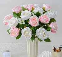 Rose artificielle en soie floquée à tige unique de la marque Whh, pour mariage, Saint-Valentin, décoration intérieure, fleurs de remise de diplôme, modèle Whh-92