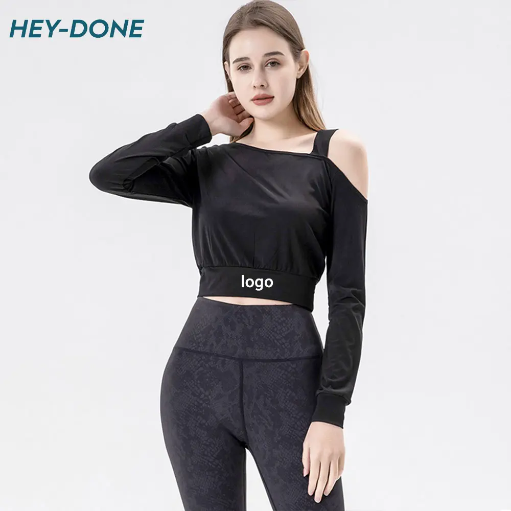 Heydone Custom Female Basic Long Sleeve Quick Dry Workout Crop Top Training Wear Yoga Sport Women T Shirt Wholesale High Quality
