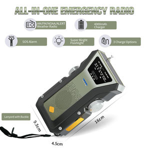 4000 נייד mah noaa emerncy בנק חשמל עם טעינה סולארית crank יד crank sos am/fm ומסך תצוגת פנס פנס פנס לד - Product Image 6