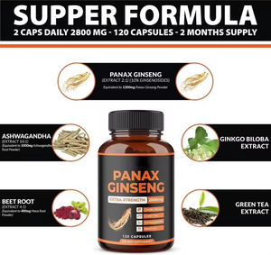 Gélules de <span class=keywords><strong>Ginseng</strong></span> Naturel Halal GZBC OEM/ODM à Marque Blanche pour la Santé et l'Énergie – Complément Alimentaire pour Adultes – 60 Gélules (2 x 30) - Product Image 5