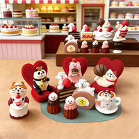 Figurine en résine en forme de chat de style japonais, faite à la main, peinte à la main, décoration de gâteau, thème musique et amour, décoration de table