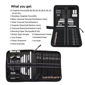 ชุดวาดเขียน Panwenbo 42 ชิ้น ชุดดินสอวาดภาพ อุปกรณ์ศิลปะ ชุดวาดภาพประกอบ พร้อมดินสอกราไฟต์ ดินสอถ่าน อุปกรณ์เบลนด์ดินสอ และยางลบ - Product Image 3