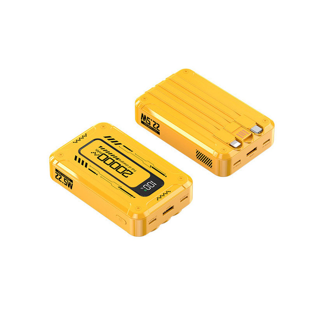 22.5W GaN Fast Charging Power Bank, 20000mAh Large Capacity Built-in Cable Compact Portable External Battery Ideal Gift