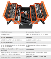 Boîte à outils en acier à tiroirs multiples de type cantilever, ensemble complet d'outils de réparation manuels pour la réparation automobile et l'usage domestique