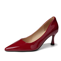 Elegante Damen Spitze Pumps Glänzendes Lackleder Blockabsatz Büro-Kleiderschuhe Party Formelle Hochzeits-Absatzschuhe OEM/ODM