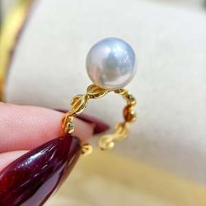 Base para Anillo de Perlas DIY de Plata S925, Joyería de Moda con Cuentas Redondas de 9-13 mm, Accesorios 10457 - Product Image 1