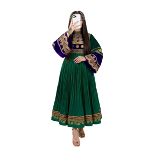Anarkali Wedding Gown Women Casual <b>Dresses</b> Dark Green Silk Heavy Gold <b>Silver</b> Embroidered Luxury Ethnic Shalwar Kameez Maxi <b>Dress</b> - Product Image 1