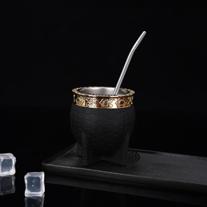 Tasse à Yerba Maté en <span class=keywords><strong>Acier</strong></span> <span class=keywords><strong>Inoxydable</strong></span> 180ml (6oz) avec Paille Bombilla, <span class=keywords><strong>Gourde</strong></span> Mate à Double Paroi Isolée Sous Vide, Mug Mate Portable - Product Image 5