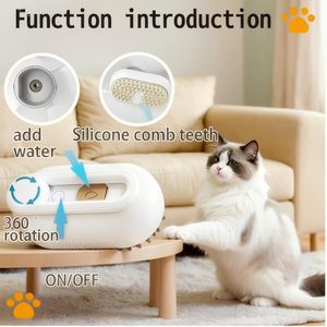 New Design 3 in 1 Self-Cleaning Electric <b>Pet</b> Steamy <b>Brush</b> Multi-Functional <b>Pet</b> Hair Remover with Handle for Grooming - Product Image 3