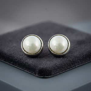 Pendientes de perlas de plata 925 Accesorio de fiesta de moda con perlas elegantes - Product Image 3