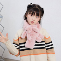 Écharpe en fausse fourrure de lapin mignon à la mode hivernale Super Soft Plush Animal Decoration Warm Kids Accessory for Girls