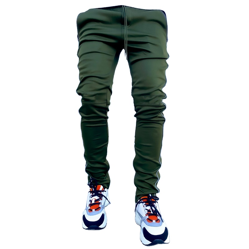 Pantalones deportivos largos de barril recto reflectante con múltiples bolsas elásticas para hombre, pantalones largos Cargo más vendidos, pantalones largos geniales para hombre