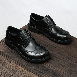 Chaussures <span class=keywords><strong>Derby</strong></span> Vintage Brock faites à la main, respirantes, couleur unie, polies, décontractées, en cuir de vache véritable, style britannique, pour mariage - Product Image 3