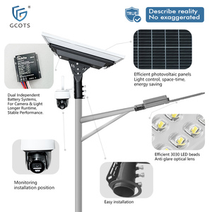 Lampadaires solaires avec caméra, éclairage solaire extérieur étanche + caméra solaire 4G pour places, parcs, propriétés, surveillance extérieure - Product Image 5