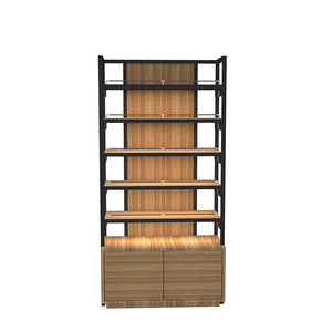 Étagère de supermarché moderne en bois, présentoir gondole de luxe en métal avec armoire de rangement pour magasin de détail - Product Image 2