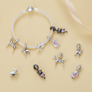 Colgante para mascotas de Plata de ley 925 con dijes de animales (Bulldog, Poodle, Dálmata) para pulseras de mujer y collares DIY, regalo de cumpleaños - Product Image 2