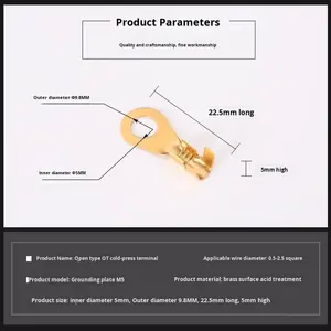 Anillo en O de hierro chapado en cobre, pieza de puesta a tierra de tipo abierto en varios tamaños 3.2/4.2/5.2/6.2/8.2/10.2, corriente nominal de 10A - Product Image 4
