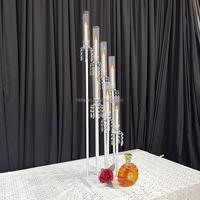 Candélabre de mariage détachable à 7 bras avec manchon en acrylique et pendentifs en cristal, centre de table pour événements, idéal pour les mariages au Moyen-Orient