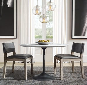 Silla de Comedor de Cuero con Patas Cónicas, Inspirada en el Estilo Art Deco, para Proyectos de Restaurantes y Hoteles de Lujo - Product Image 1