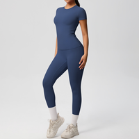 Pakaian Olahraga Yoga Premium Ukuran EU 2 Potong, Baju Olahraga Lengan Panjang Custom, Set Olahraga Wanita, Ropa Deportiva Personalizada