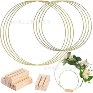 Creative Metal Wreath Iron Ring Artificial Flower Large Circle Wooden Desktop Decoration Ring Wedding <b>Table</b> Centerpiece - Product Image 2