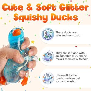 Duck <b>Squishy</b> Stress Ball Glitter TPE Soft Slow Rise Fidget Toy For Kids Age 5 To 7 Years Unisex - Product Image 3