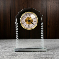 Horloge de bureau en cristal haut de gamme, souvenirs d'école, d'affaires ou de retraite, ornements gravés au laser personnalisés