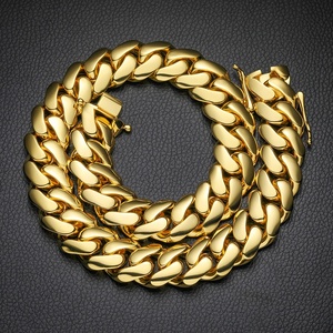 Cadena de Eslabones Cubanos Miami, <span class=keywords><strong>Oro</strong></span> 14K 18K, Latón, Joyería Masculina, Sólida, Gruesa, de Alta Gama, Premium, Gargantilla, Hip Hop, Talla Grande, Pesada - Product Image 3