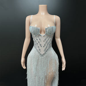 Novance Y5107 <span class=keywords><strong>Abito</strong></span> da Sera Lungo Bianco con Nappe per <span class=keywords><strong>Donna</strong></span>, Spalline Sottili, Strass, Vestito per Feste di <span class=keywords><strong>Laurea</strong></span> - Product Image 4