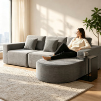 Canapé modulaire sectionnel à compression, canapé d'angle en velours côtelé avec chaise longue, canapé en mousse à combinaison libre pour salon