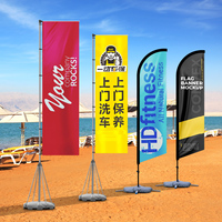 Drapeaux à plumes 3,4 m, oriflamme personnalisée, drapeau de plage imprimé, publicité, bannière extérieure, drapeau de plage pour poulet, nourriture, drapeau à plumes avec base
