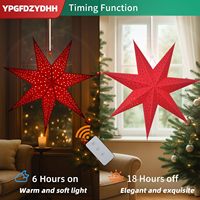 Lot de 3 lanternes étoiles en papier pliables à 7 points de 23 pouces avec lumières LED, télécommande, décoration de Noël, mariage, anniversaire