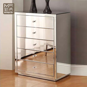 Bedroom Group <span class=keywords><strong>Mirrored</strong></span> Furniture <span class=keywords><strong>Dresser</strong></span> Tall Boy 7 Drawers Chest Night StandためHomeまたはHotel - Product Image 1
