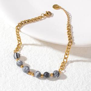 Printemps été Cuba chaîne <span class=keywords><strong>pierre</strong></span> naturelle Simple titane acier Bracelet loisirs <span class=keywords><strong>vacances</strong></span> étanche acier inoxydable bijoux - Product Image 3