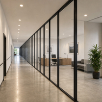Cloison modulaire en verre à cadre en aluminium, insonorisée, facile à installer – Meilleure vente