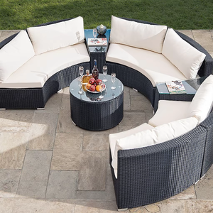 <span class=keywords><strong>Ambia</strong></span> Garden Furniture Outdoor Sofa Set Aluminium2023 Conversation Patio Set Bamboo Outdoor Sofa Set Round Sofa Outdoor - Product Image 2