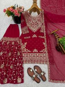 Impresionante Conjunto de Salwar Kameez de Georgette con Bordado, Estilo Bollywood, para Fiestas, Look Festivo y Refinado - Product Image 5