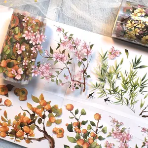 1pc 2m/roll Floral Greenery Watercolour Masking Stickers Transparent Tape For DIY Craft Diary Scrapbooking Stationery