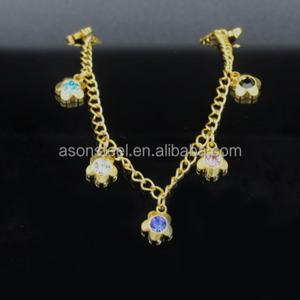 เครื่องประดับแฟชั่นคุณภาพสูง ดีไซน์หรูหรา ชุบทอง 18k สร้อยข้อเท้าสแตนเลสประดับดอกไม้เพทายหลากสี พร้อมจี้ห้อยและกำไลข้อมือ - Product Image 2