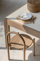 Meubles de style scandinave élégant, table à manger en chêne massif nordique, cadre en béton blanc, ensemble de table à manger classique 8 places
