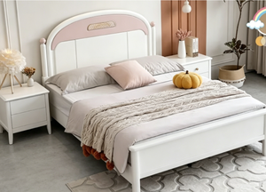 Ensemble de chambre d'enfant haut de gamme personnalisé pour garçons et filles, lit moderne en pin bleu, table de chevet avec armoire à trois portes - Product Image 4