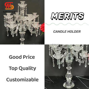 Elegante Candelabro de Vidrio con 6 Cabezas, Centro de Mesa Transparente para Decoración de Bodas - Product Image 2