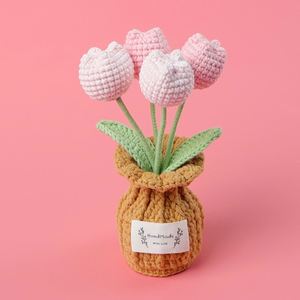 Maceta de Flores de Ganchillo Hecha a Mano de Alta Calidad, Mini Bonsái de Lirio del Valle para Plantas Decorativas del Hogar, para Navidad, Graduación, Pascua - Product Image 1