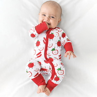 Pyjama bébé en bambou 220 g/m², vêtements évolutifs pour nouveau-né prématuré, combinaison bio une pièce avec fermeture éclair et revers rabattables pour nourrisson